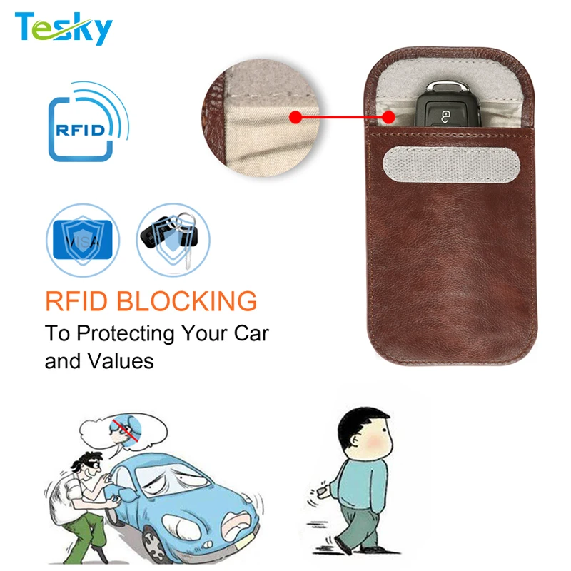 Wholesale Wholesale Custom Logo Leather Rfid Block Pouch Car Key Protective  Case Signal Blocking Car Key Pouch From m.