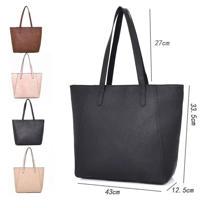 New Women's Large Designer Style PU Leather Tote Shopper Hand Bag 