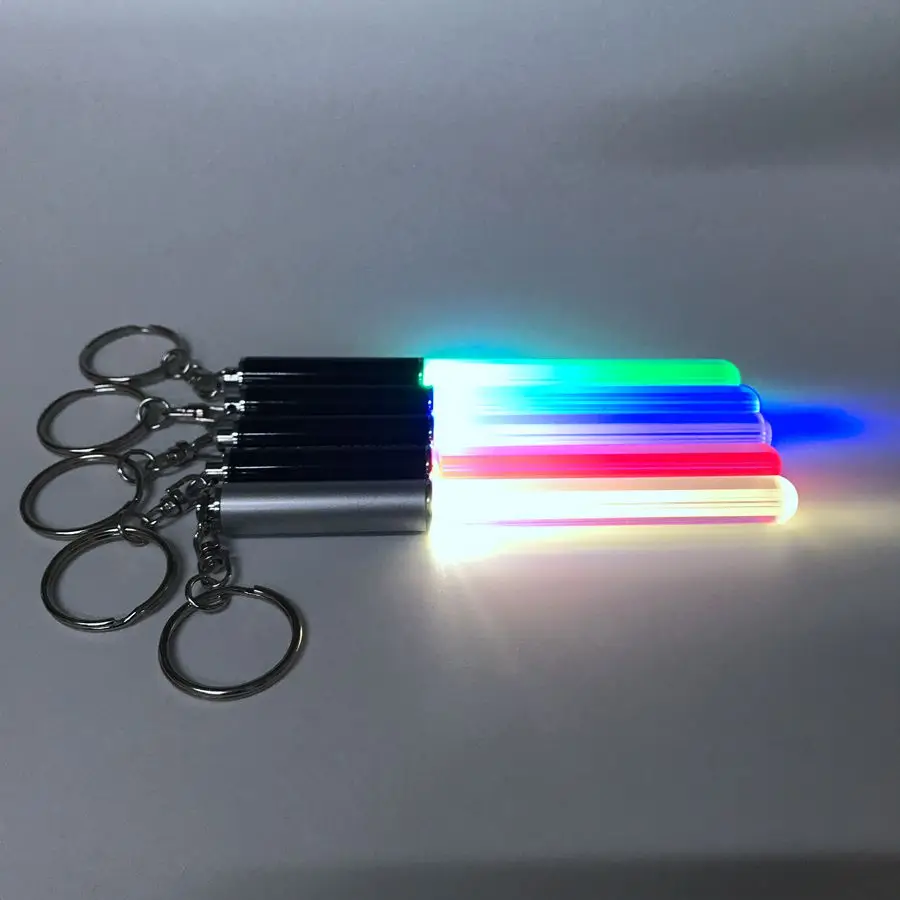 Customized Logo Acrylic LED Lightsaber Keychain Colorful LED Flashing Light Stick Keychain for Promotional Gifts