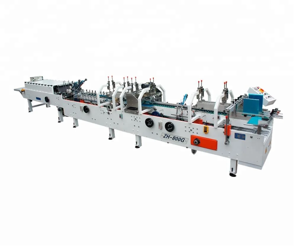 ZH-800G Full Automatic High-Speed Shoes Carton Box Making Machine with Folder Gluer for Manufacturing Plant (220V)