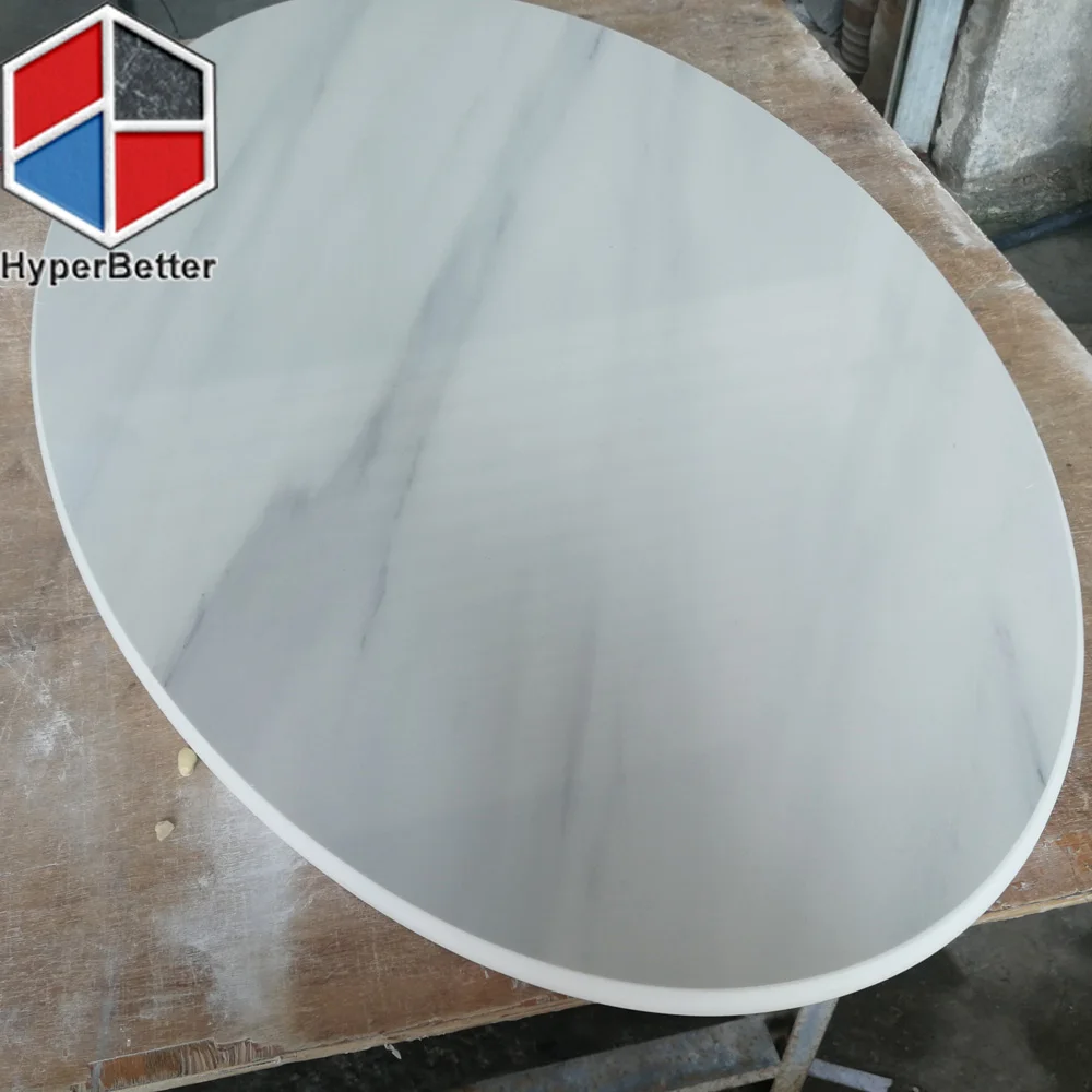 Искусственный каррарский мраморный кофейный столик овальной формы