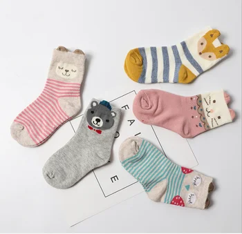 2019 Amazon hot Anti Slip Cotton cute animal Baby kids socks cartoon