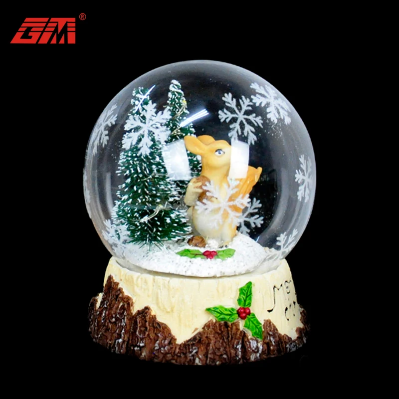 wedding favors Christmas decoration glass crafts artificial snow globe with battery for sale manufacture