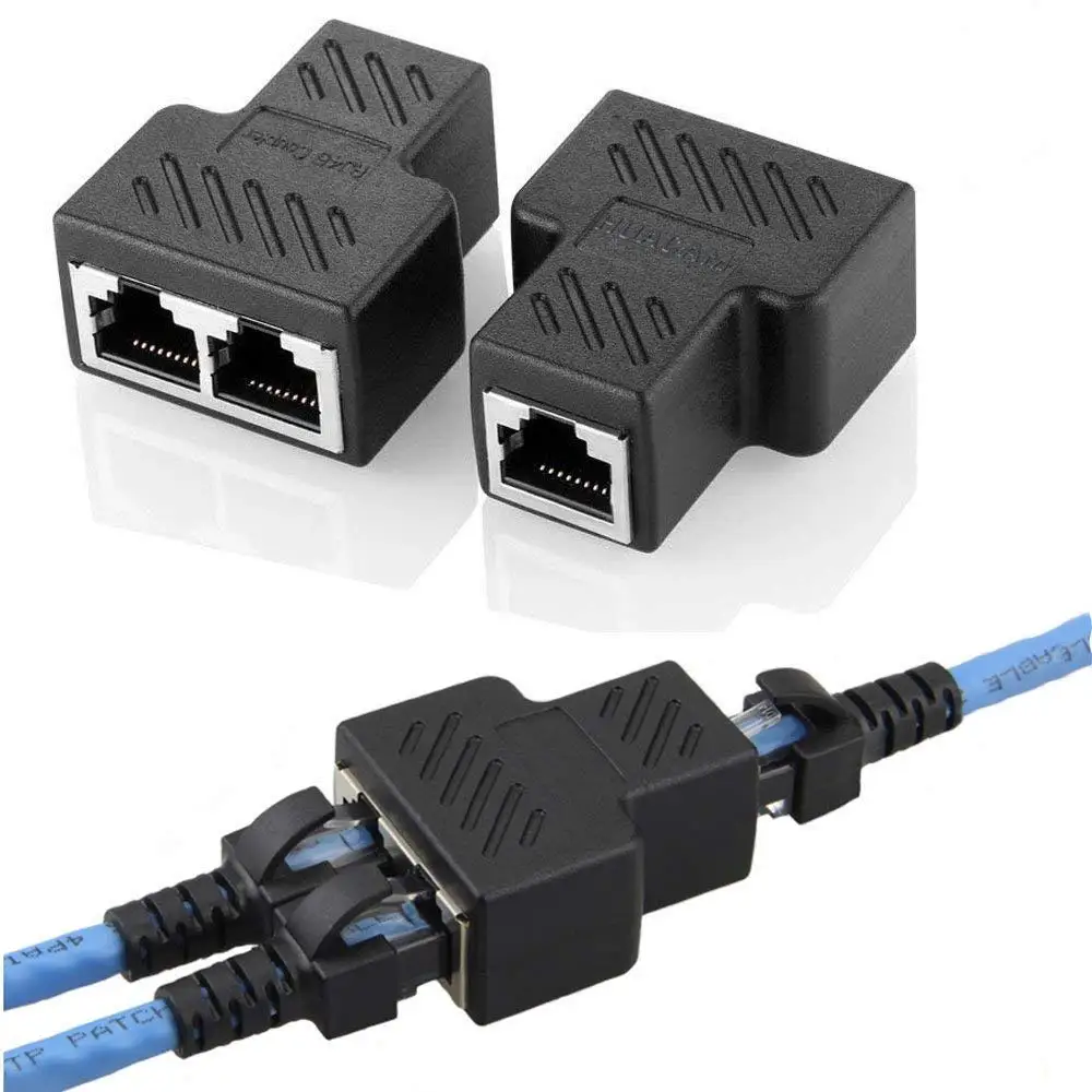 Occus 1 to 2 Way Dual Female Cat6/5/5e RJ45 LAN Ethernet Network Splitter Adapter Extender Plug Coupler Cable Length: Other 