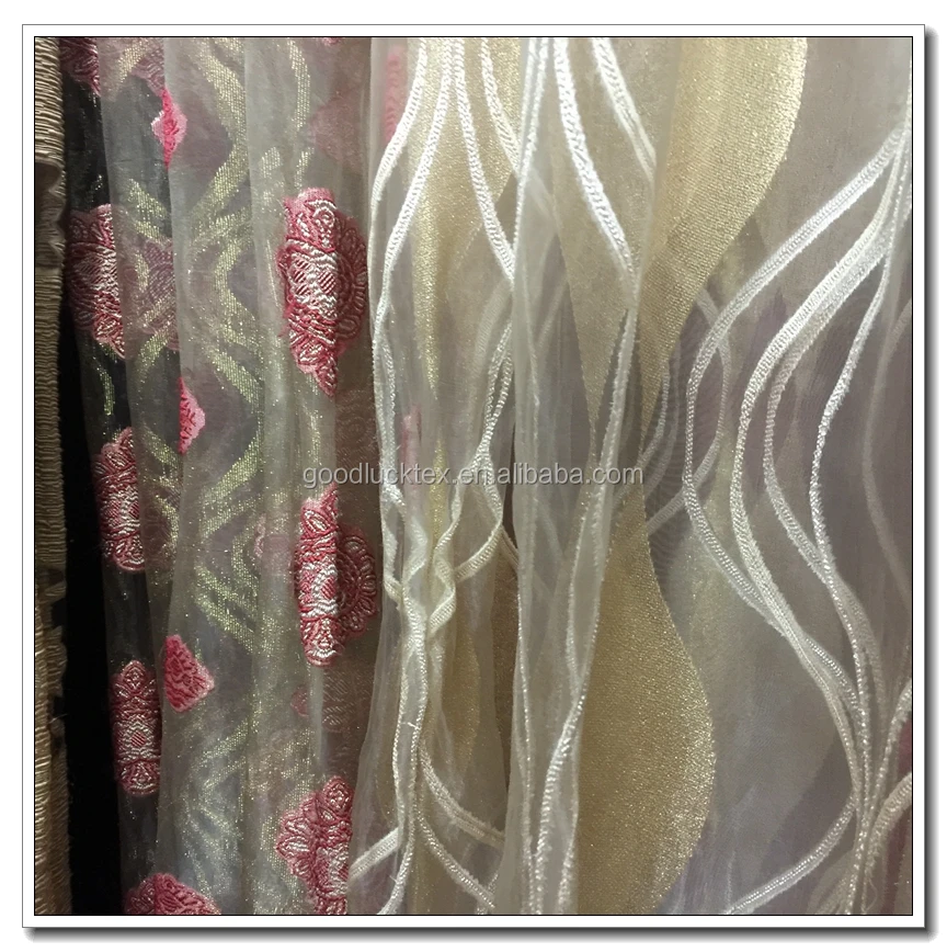 Ткань из органзы 100% полиэстер с вышивкой для штор