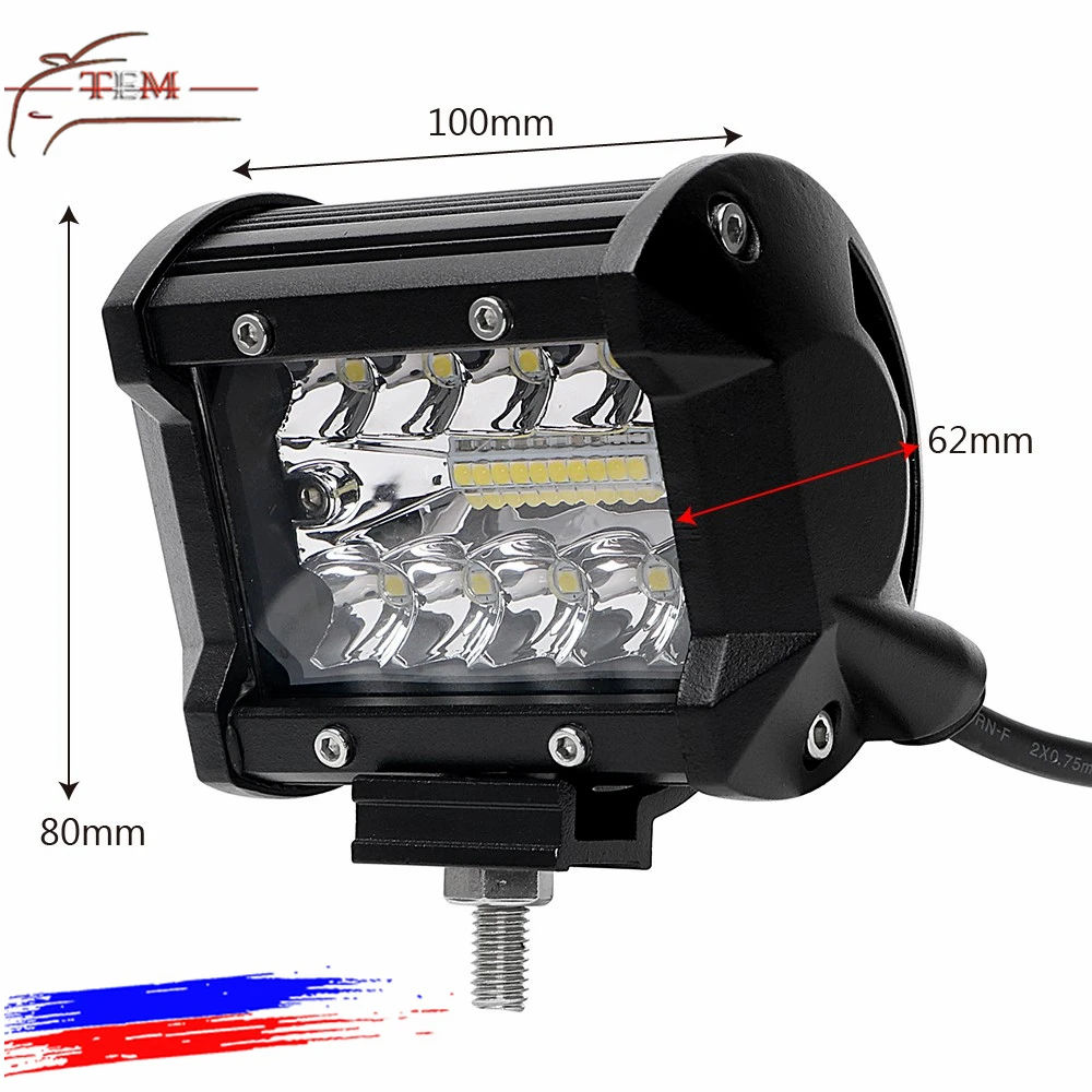 4 дюйма LED рабочий свет бар 60 Вт точечного комбинированного луча 12V 24V внедорожные 4WD ATV UTV УАЗ рабочими электрическими схемами Мотоцикл лодка