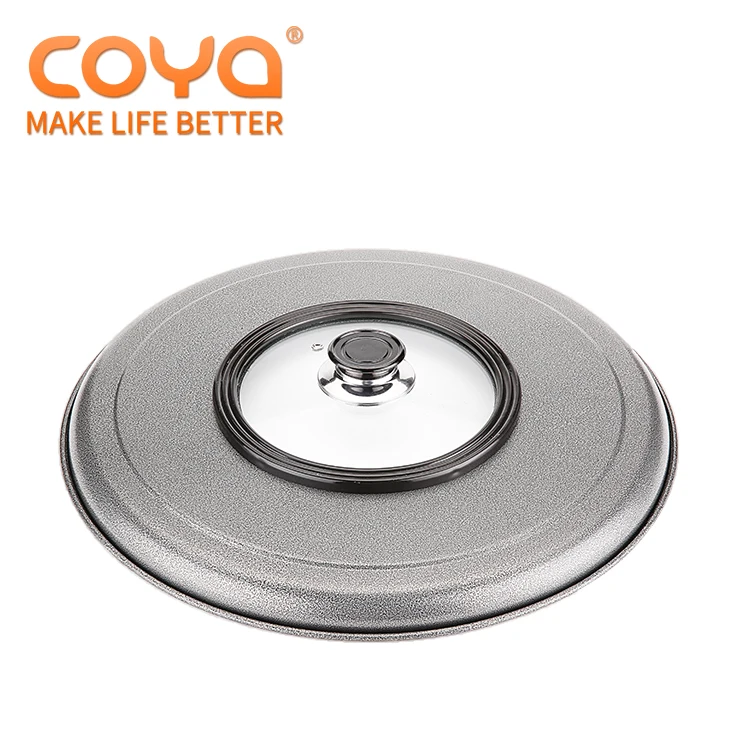 Serving Plate Electric Cake Baking Round Grill Pizza Pan Cooker Glass Lid