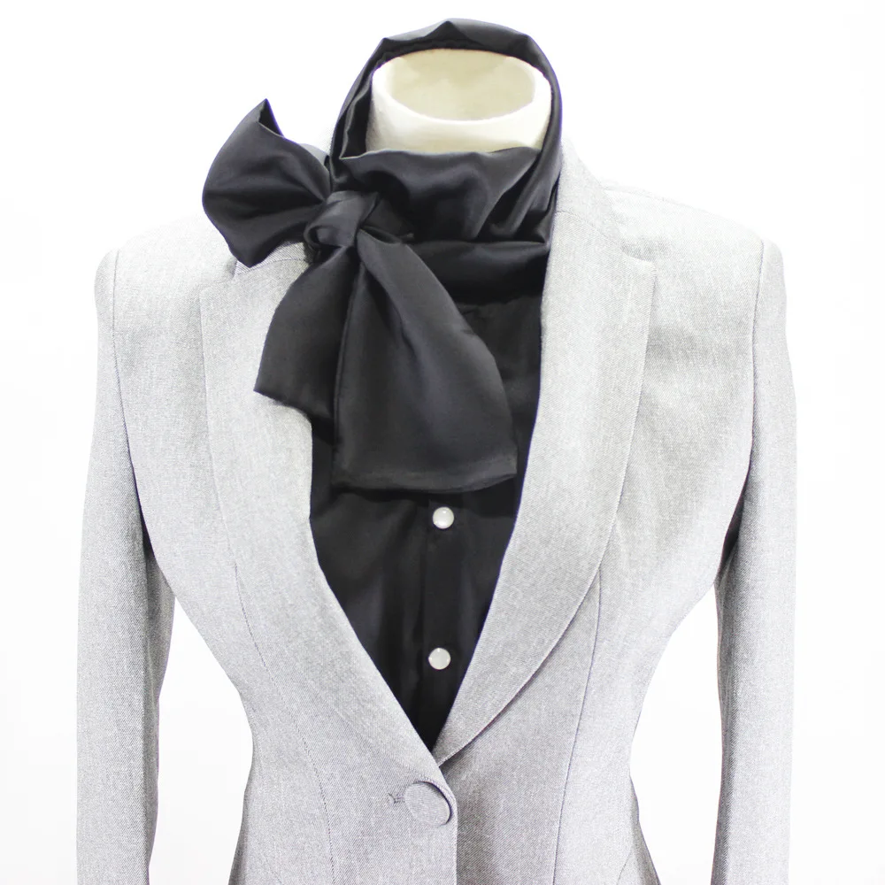 Модная сатиновая черная Съемная женская блузка с капюшоном на заказ, полурубашка с искусственным ложным воротником