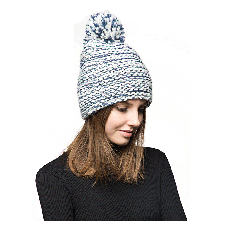 新款时尚宽松宽松无边帽冬季条纹保暖针织顶级球帽帽子