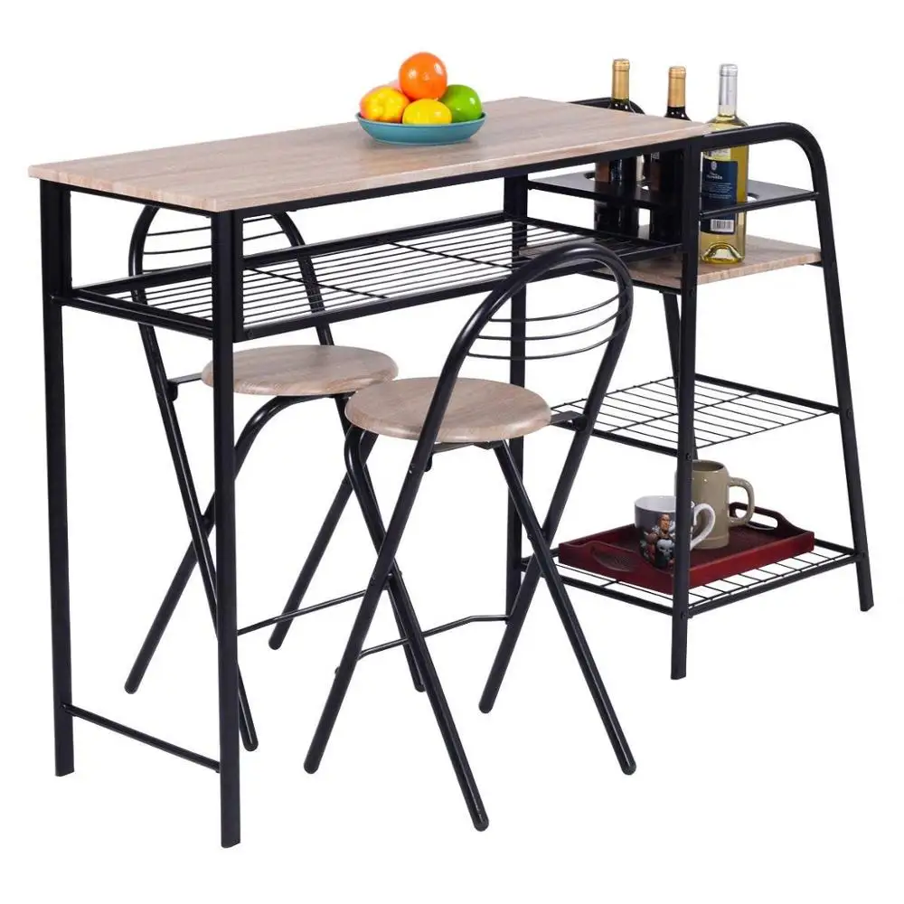 Hot Sale 3 Pieces Pub Metal Frame Breakfast Table Sets With