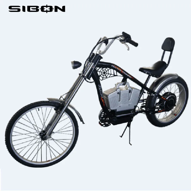 SIBON 36v 500W Brushless Motor Lithium Battery Fat Tire Black Adult Electric Bicycle Chopper