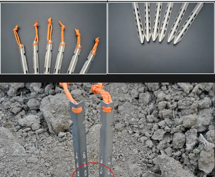 6pcs Titanium Tent Peg V Shape Trigone Spike Windproof Outdoor Camping