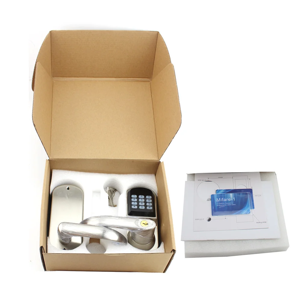 MF Card Electronic Keyless Digital Keypad Handle Smart Door Lock with Mechanical Keys