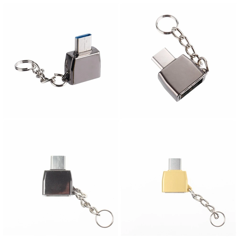 
Портативный OTG-адаптер из цинкового сплава с цепочкой для ключей высокого качества 