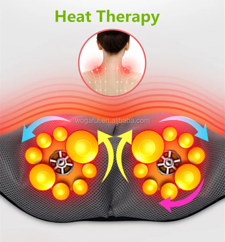 Manual Wired Control Back Shoulder And Neck Massager With Heat And Deep