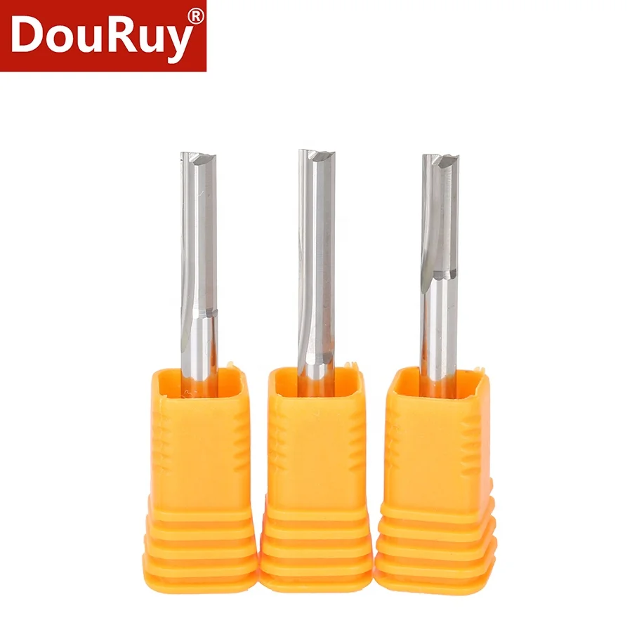 DouRuy 2 Flutes Straight Router Bits for Wood CNC Engraving Cutters