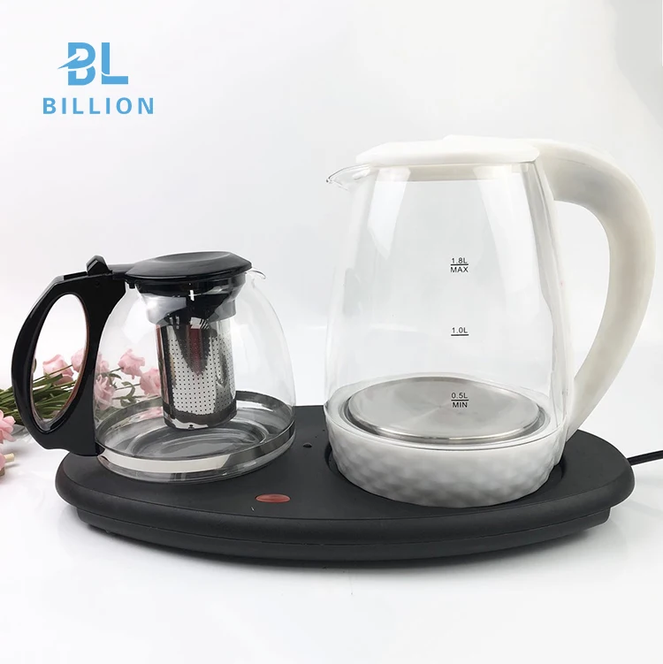 1.8L Blue LED Light Electric Glass Kettle 1800W Tea Coffee Kettle Pot with  Temperature Control & Keep-Warm Function