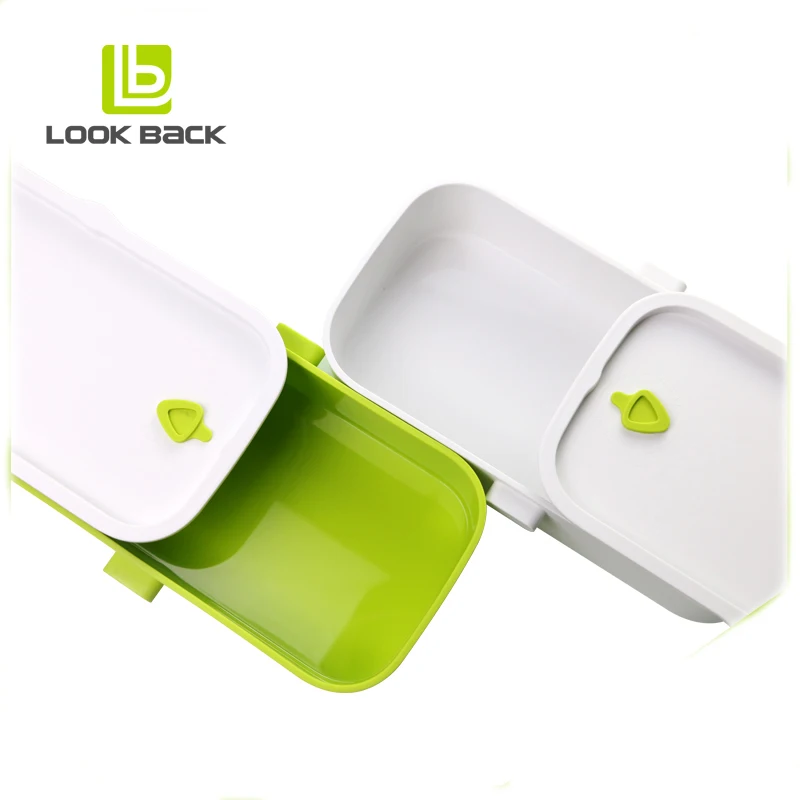 LOOK BACK Leakproof 2 Layer Tiffin Bento Plastic Lunch Box for Kids