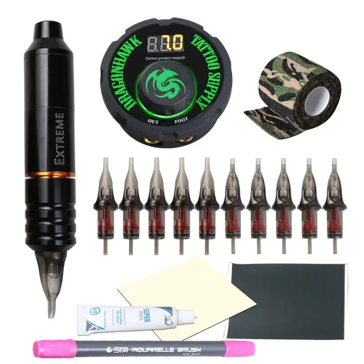 1500Mah rotary cartridges tattoo pen kit professional cordless tattoo power  supply tattoo machine pen set with dc clip cord  Fruugo IN
