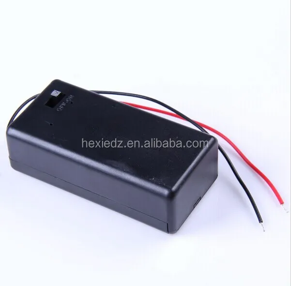 2x 9V PP3 Battery Holder Box Case With Wire Lead, ON/OFF Switch, And DC 2.1mm Plug