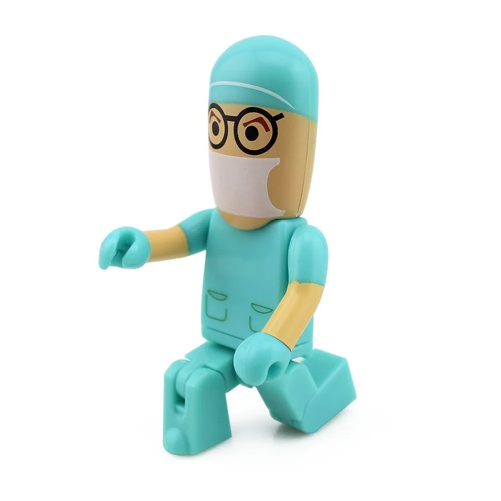 Cartoon Doctor Nurse Robot USB Flash Drives Green-32g 