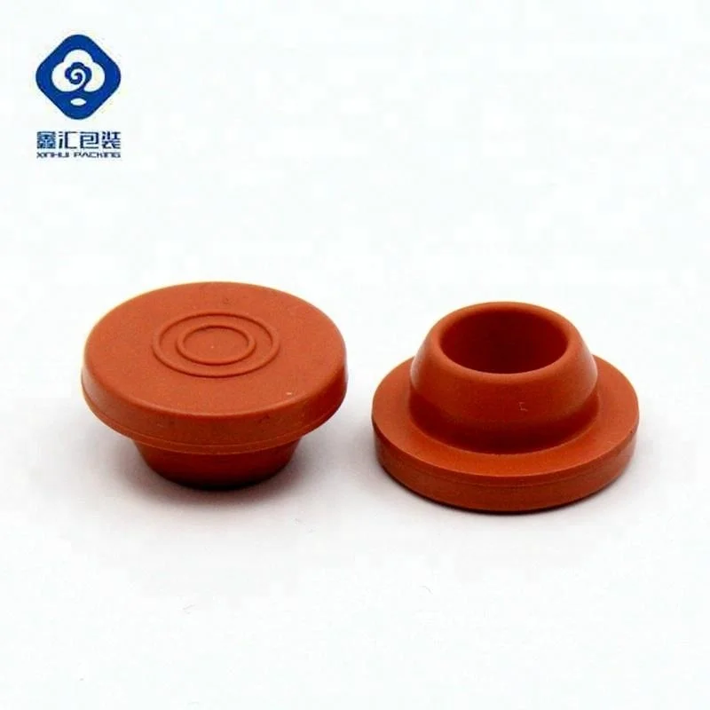 Медицинские стеклянные флаконы, красные бутилкаучуковые пробки 20 мм