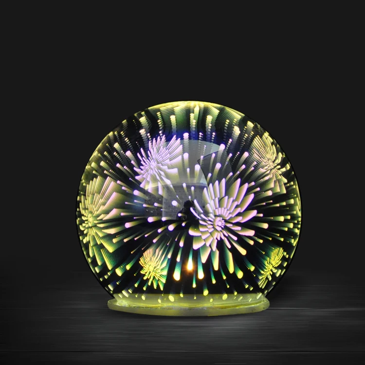 120mm 3D firework glass ball decoration  with LED christmas balls glass led wholesale christmas decoration glass ball