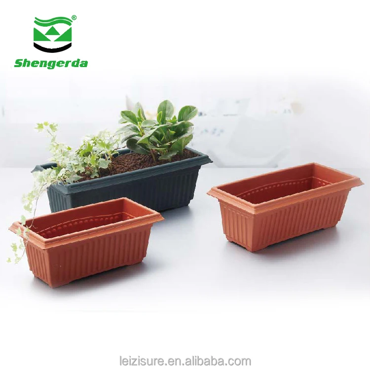 Leizisure Long Rectangular Plastic Round Terracotta Flower Plant Pots and Planter for Vegetable Growing