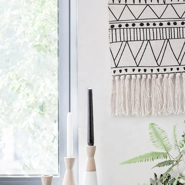 Северная Европа черный волнистый дизайнерский напольный коврик Бохо корзина арабский гобелен ручной вязки кисточки Белый настенный