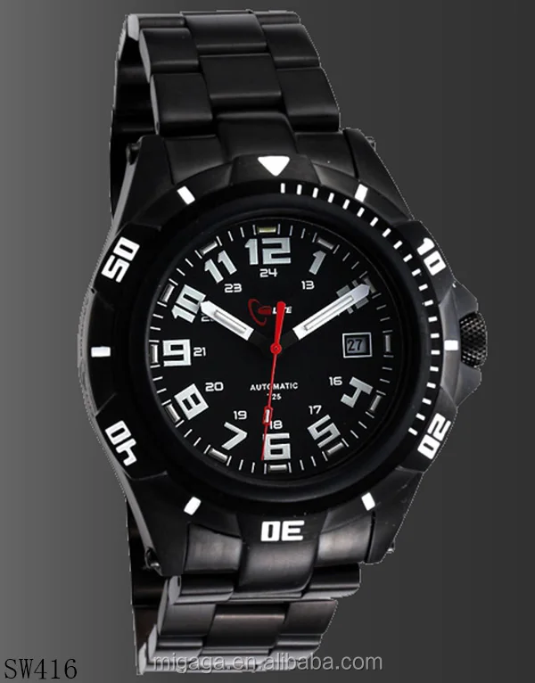 Alta- Impatto Di Cristallo Cassa In Acciaio Pvd Nero\u0026 Braccialetto Orologio  Automatico Vetro Zaffiro - Buy Orologio Automatico Vetro Zaffiro Product on  Alibaba.com