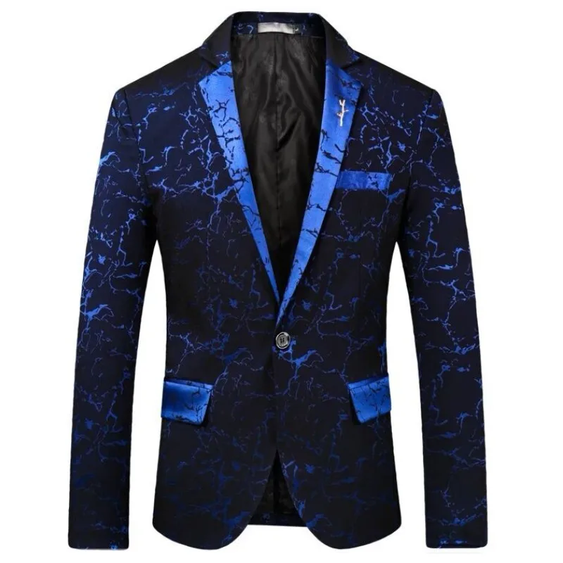 Men's Blazer Slim Fit One Button Stylish Business Suit Jacket_voghion.com