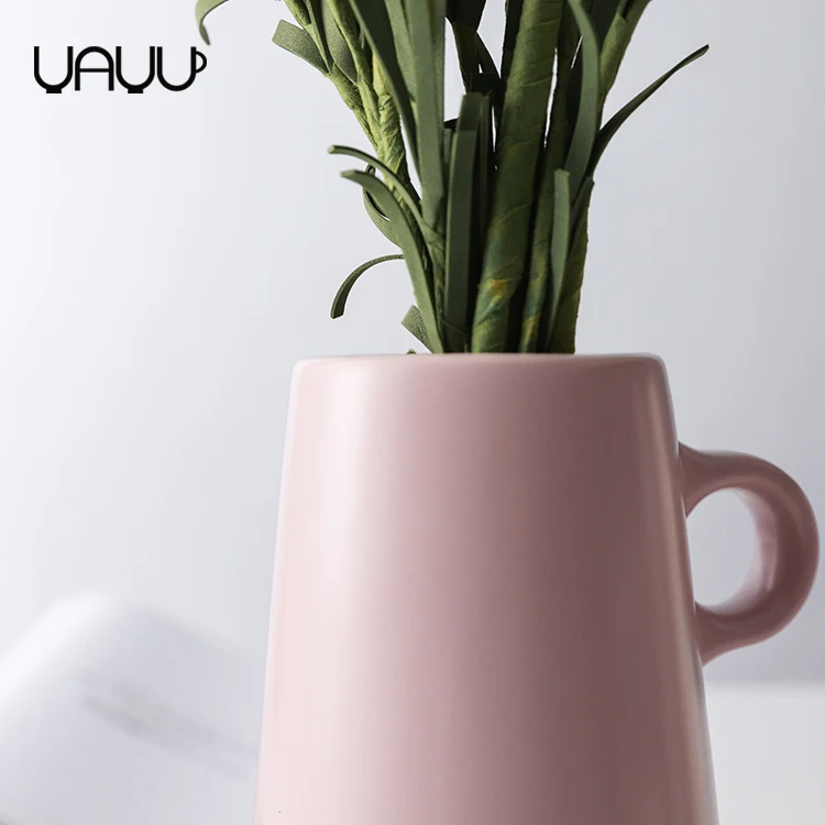 Новый продукт современные керамические розовые высокие цветочные вазы в скандинавском стиле для свадебного