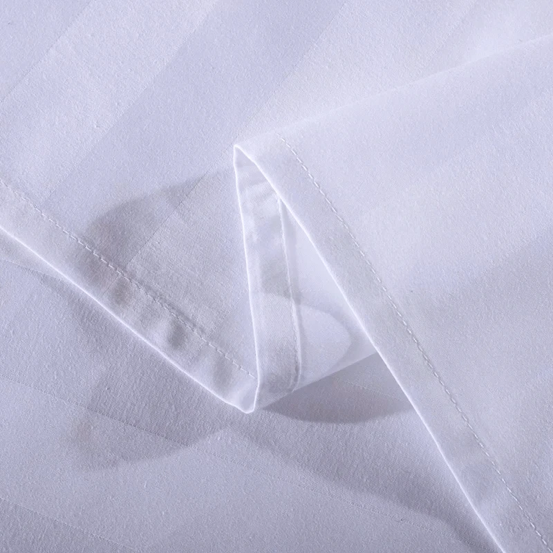 Customized Logo 100% Cotton White Bed Linen 3cm Striped Hotel Bedding ...