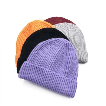 100% cotton chunky knit beanie cap hat for men winter