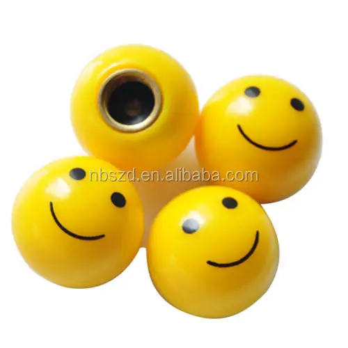 4 Custom Yellow Wink Smile Face Air Wheel Tire Valve Caps for Auto-Car-Truck