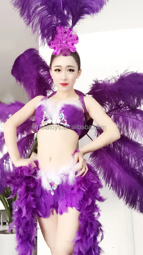 サンバコスチューム、￼サンバ衣装 大人のための紫のダンスコスチューム/カーニバルコスチューム