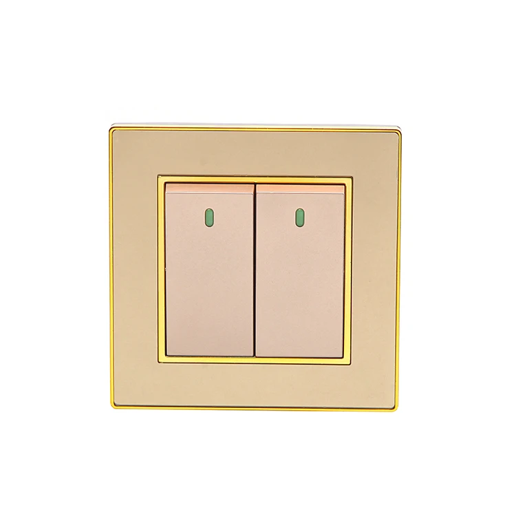 Gold PC Wall Switches Luxury Style 1/2/3/4 Gang 1/2 Way Eelctrical Switch Light Oonoff