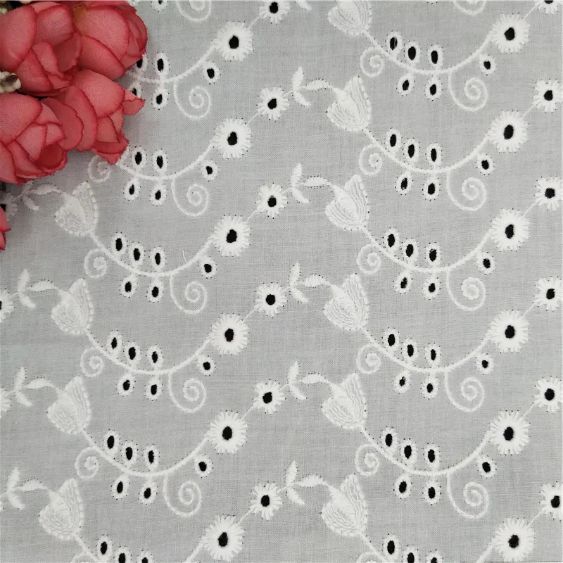 Женское белое кружевное платье из 100% хлопка с вышивкой