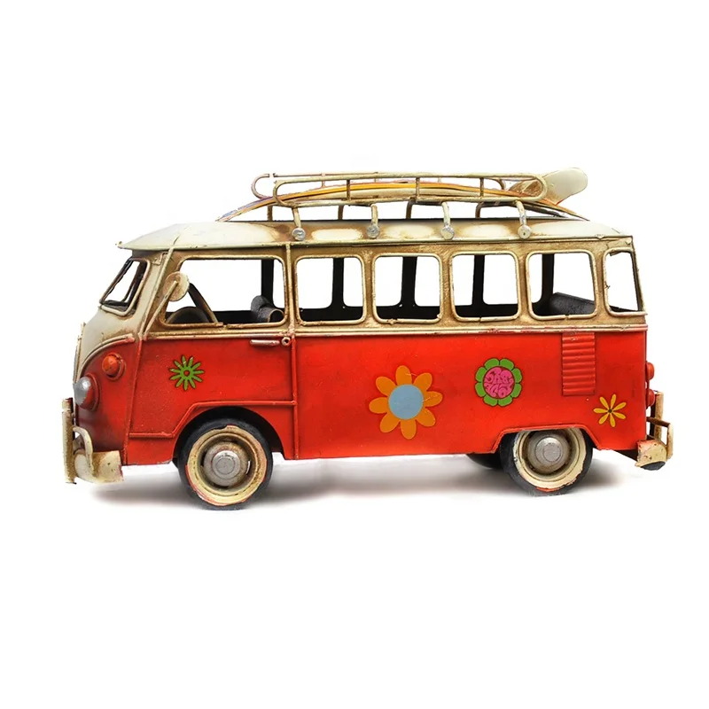 
Лидер продаж 2021, Классическая пляжная винтажная модель автобуса ручной работы из металла с скейтбордом, украшение для дома, паба, бара, офиса, 100% 