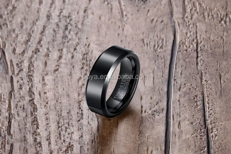 Men's Ring Wedding Engagement Ring for Men Jewelry Tungsten Carbide Black 6mm Wedding Bands or Rings WOMEN'S Bar Setting