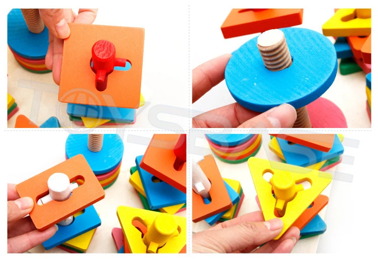 Деревянный шест геометрической формы обучающий инструмент Детская игрушка Детские Развивающие деревянные игрушки