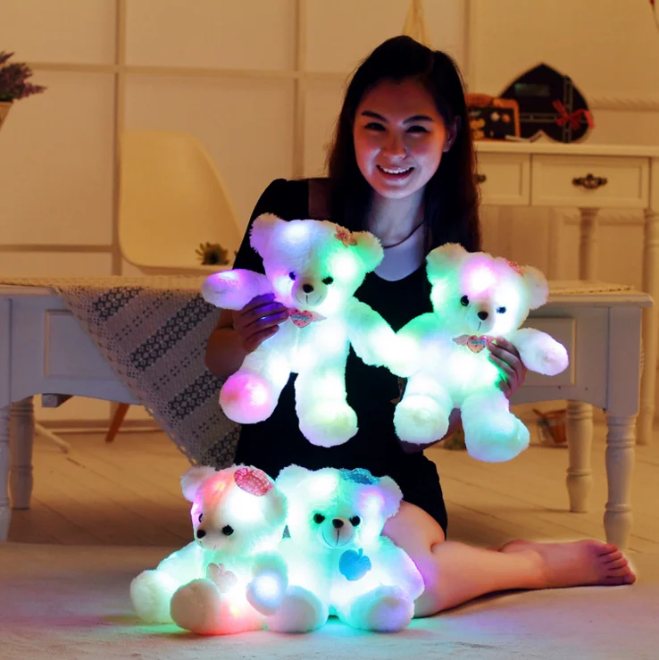 Светодиодный светящийся плюшевый мишка и любящее сердце плюшевые