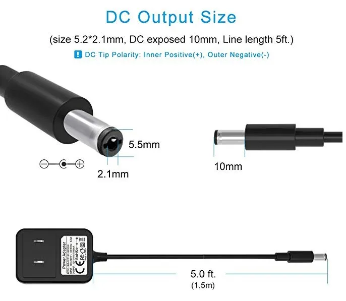 wall Plug dc 5521mm barrel Power Adapter cable 11