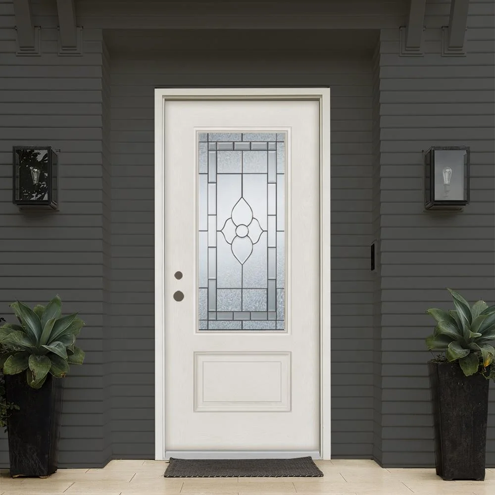 Black front FRP doors prehung fiberglass exterior doors with insulated glass details