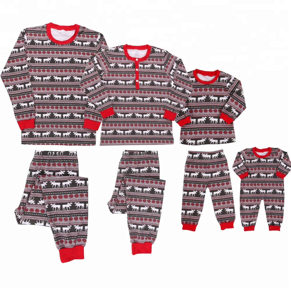 
100% хлопок, с длинным рукавом, красный олень, комбинезон для взрослых и детей, сочетающаяся семейная Рождественская Пижама 