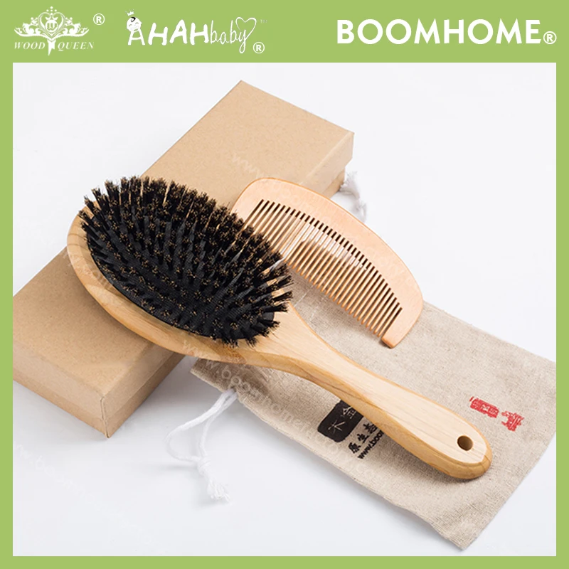High Quality Wooden Boar Bristle Custom Hair Brush Factory Directly Paddle Detangling Hair
