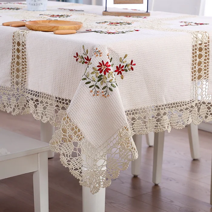 Matches21 Tovaglia Centrotavola Quadrata 60x60 Cm In Pizzo All'uncinetto E Ricamo - Bianco, 100% Poliestere - 5