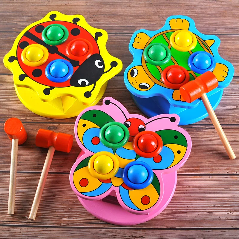Wooden Knock Hammering Ball Toy Early Learning Educational Set Baby Kids AL 