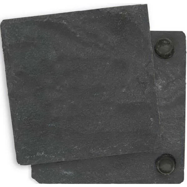 Hot Selling Round Custom Brand with Rubber Feet Slate Coaster