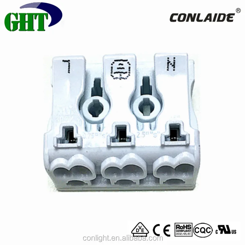 Conlight P02 Series Easy Mounting 3 Pin Push Wire Terminal for Lighting